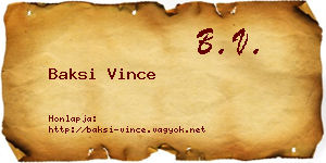 Baksi Vince névjegykártya